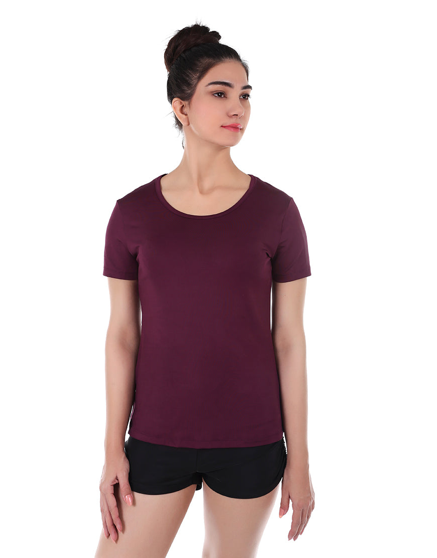 EASY MOVEMENT RELAXED FIT T-SHIRT-PLUM