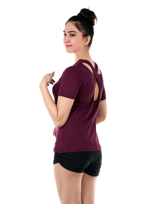 EASY MOVEMENT RELAXED FIT T-SHIRT-PLUM