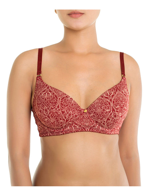 ZEN SERIES LIGHTLY PADDED WIRED LOW BACK BRA WITH SWAN HOOK STRAP-MERLOT