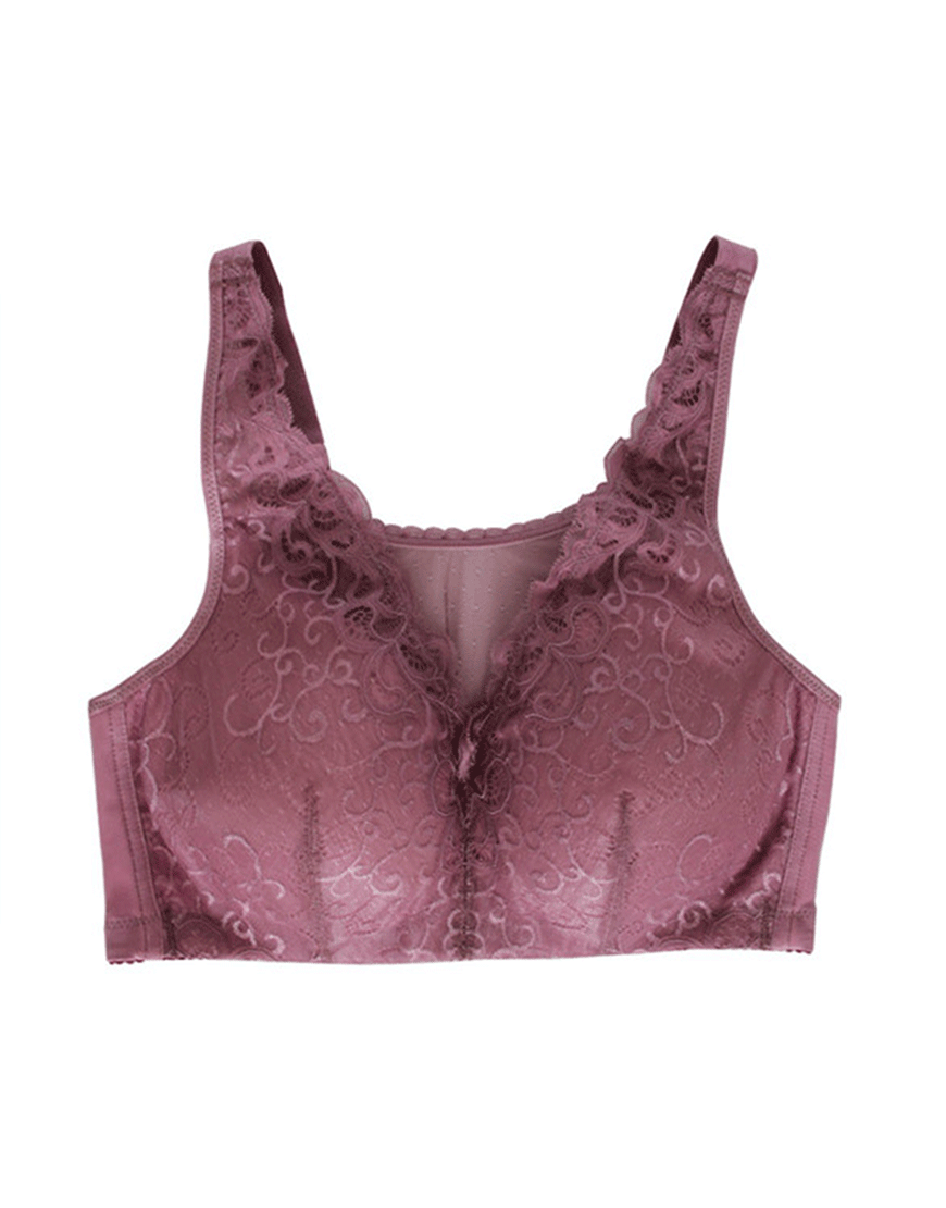 FASHION LACE POST SURGICAL BRA WITH POCKETS- PURPLE