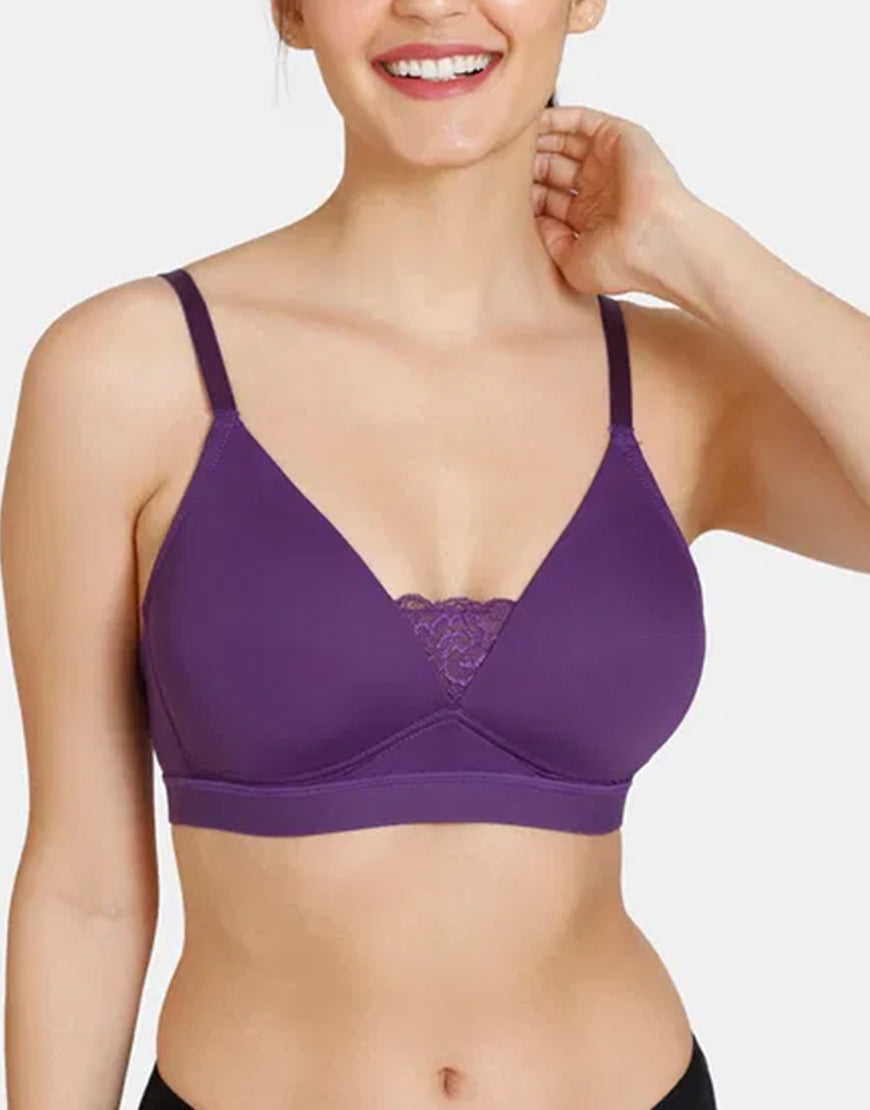 LIGHTLY PADDED NON WIRED T SHIRT BRA-PLUM