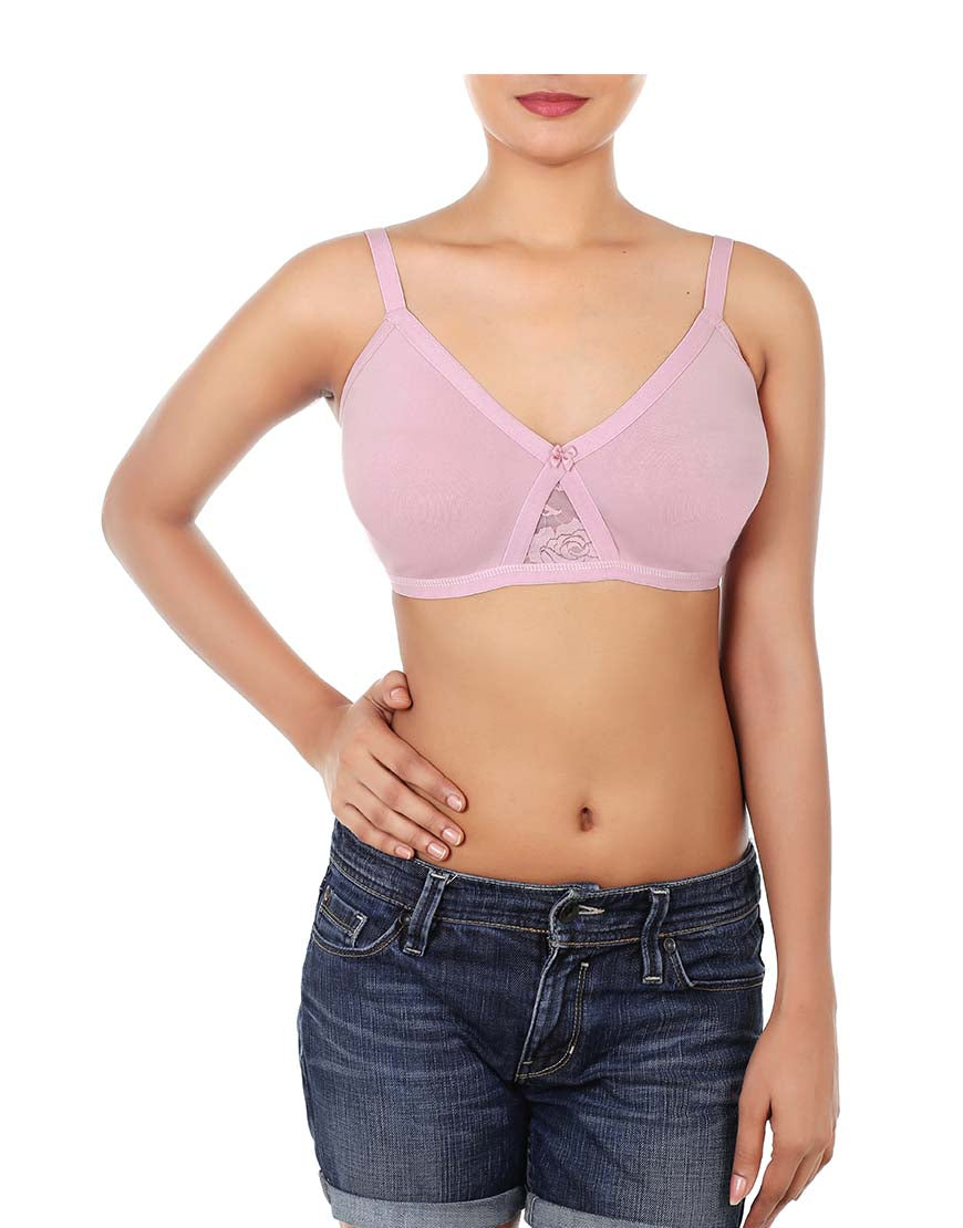 WIREFREE SUPER SUPPORT BRA WITH TOUCH OF LACE-DAWN PINK