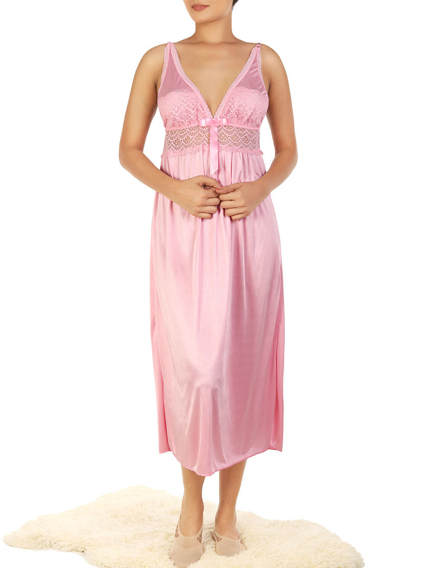 LOSHA FULL LENGTH THREE PIECE NIGHTY SET-PINK