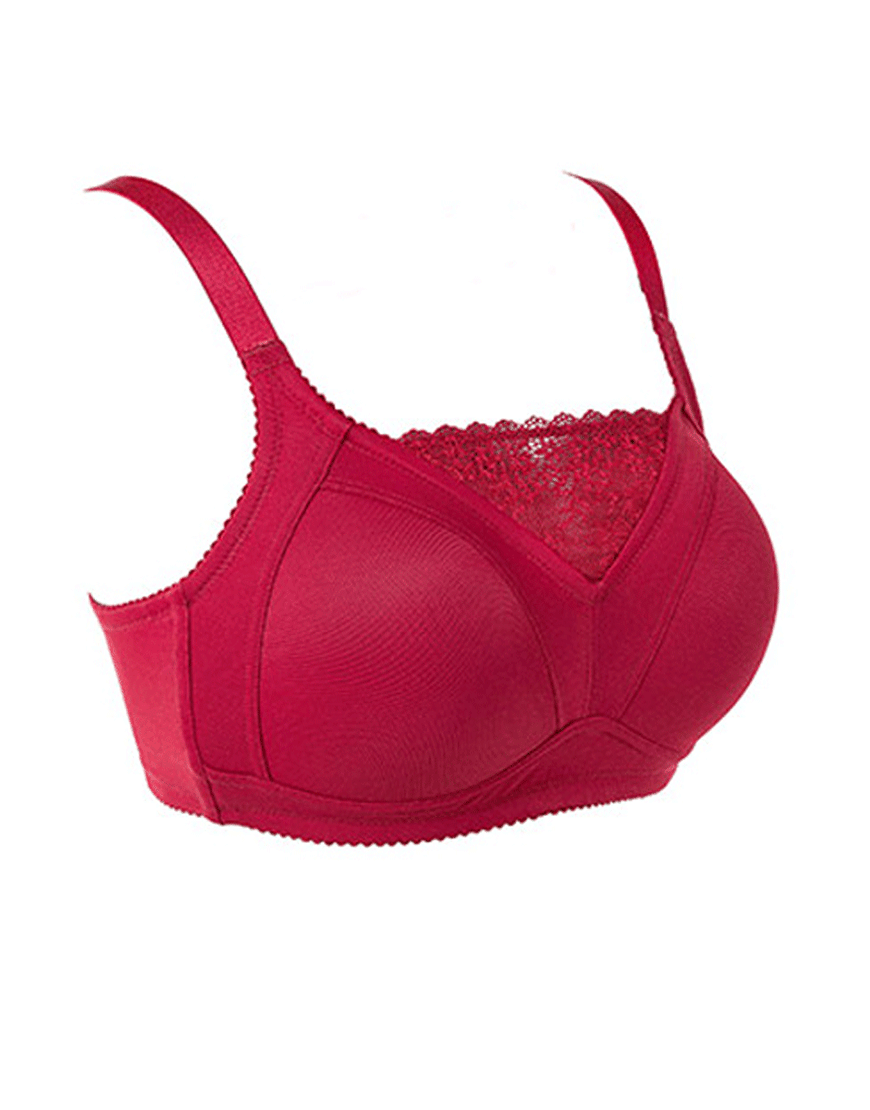 POST SURGICAL BRA WITH POCKET & TOUCH OF LACE-MAROON