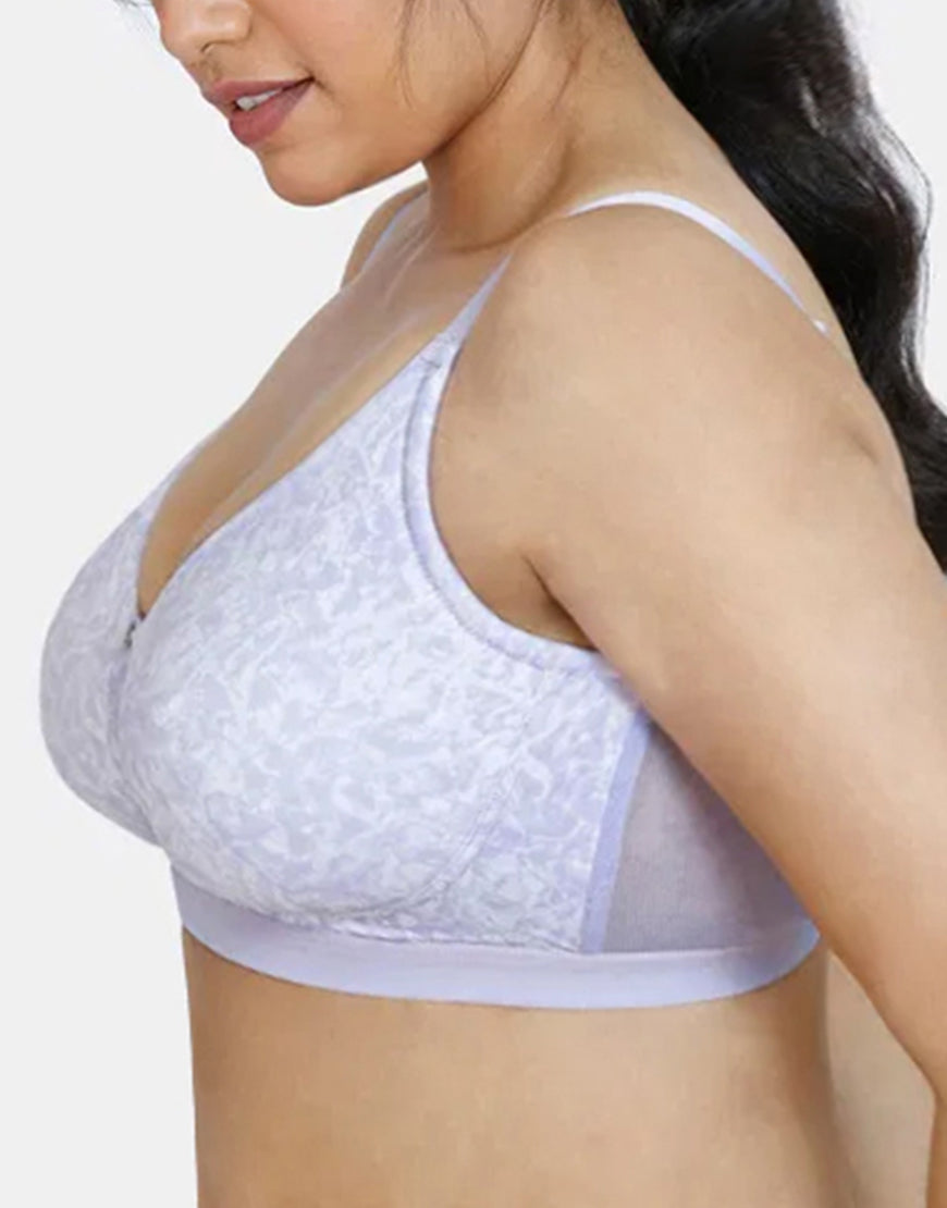 Losha True Curv Double Layered Non Wired Full Coverage Super Support Bra -Purple Print