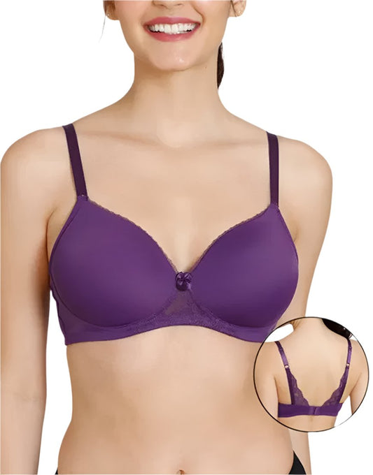 Wireless Go To T-Shirt Bra With a Touch Of Lace-PARACHUTE PURPLE