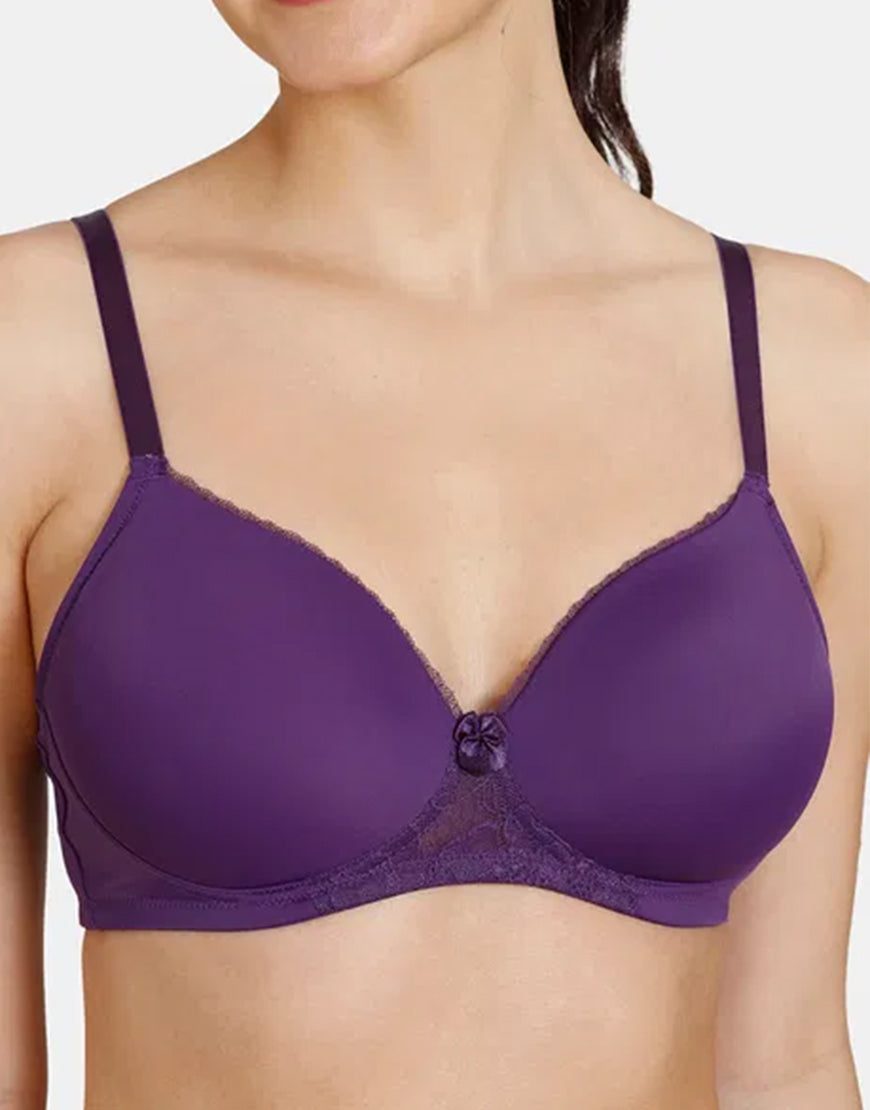 Wireless Go To T-Shirt Bra With a Touch Of Lace-PARACHUTE PURPLE