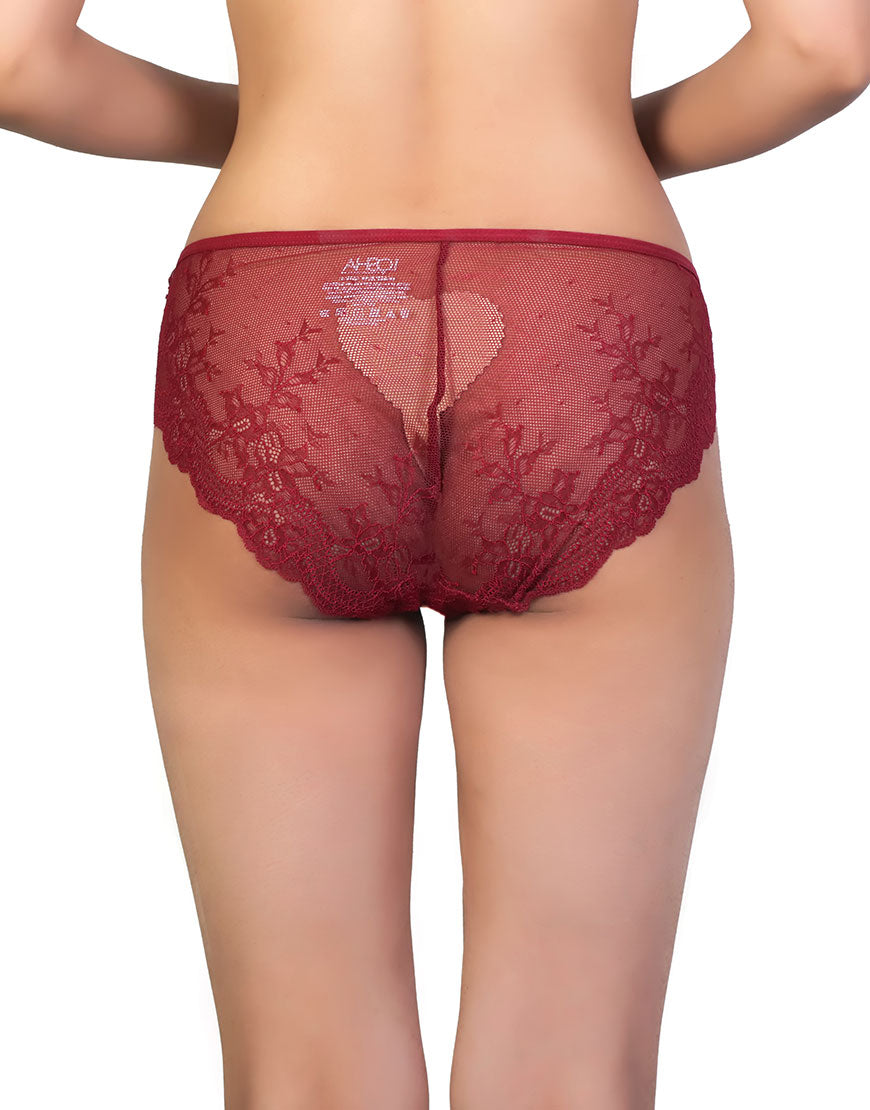 LUSH LACE BIKINI BRIEF-MAROON