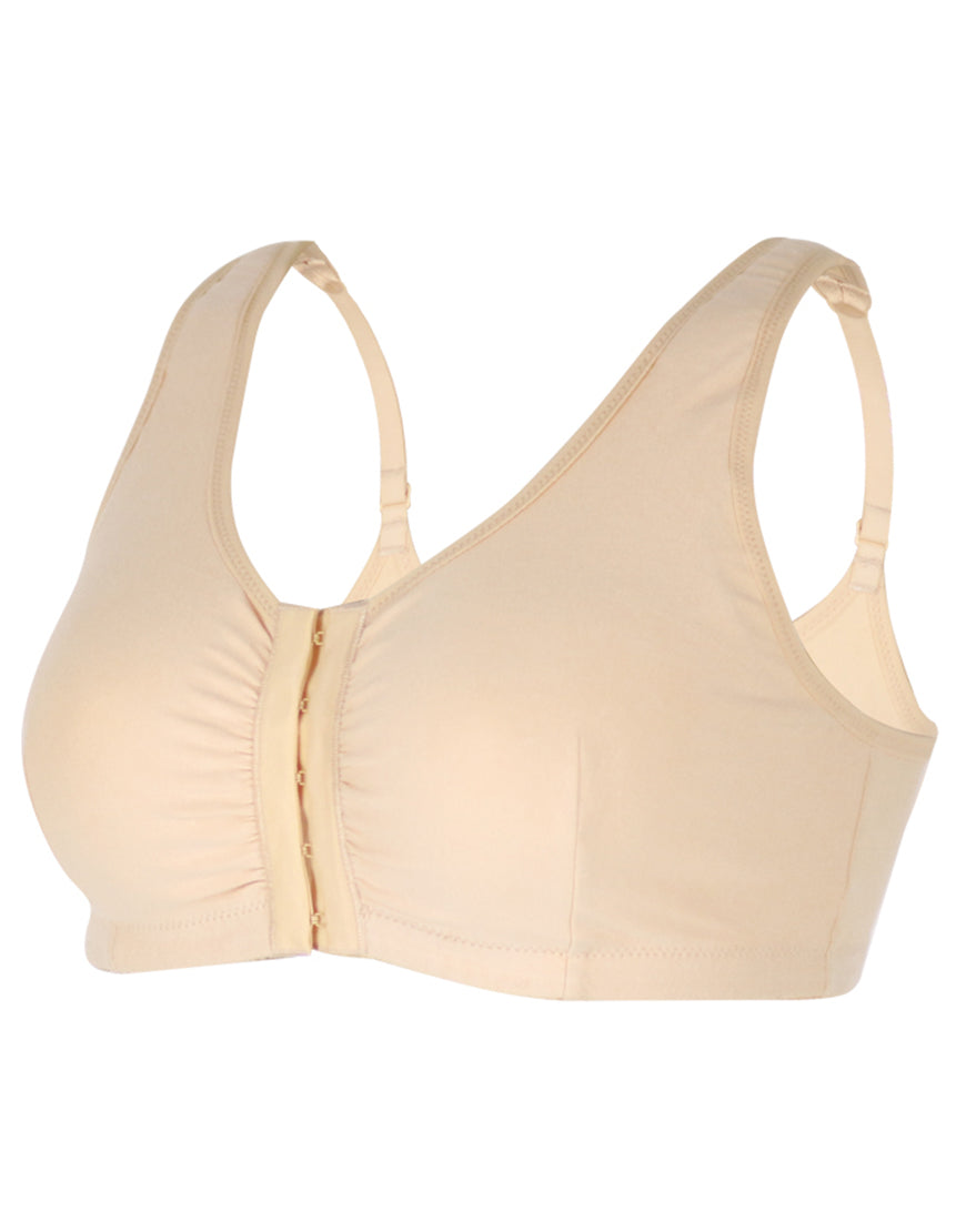 LOSHA COTTON FRONT CLOSURE POST SURGICAL BRA WITH POCKETS-SKIN