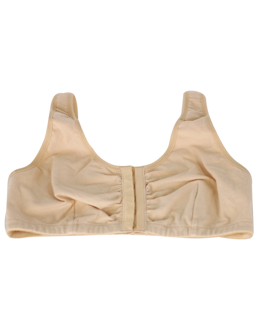 COTTON FRONT CLOSURE POST SURGICAL BRA WITH POCKETS-SKIN