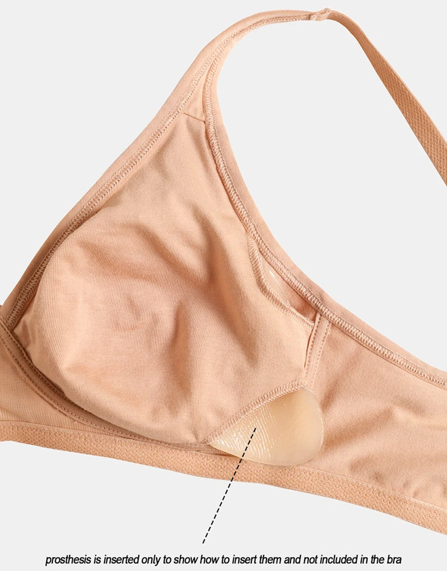 COTTON DOUBLE LAYERED WIRE-FREE POST SURGICAL BRA-SKIN