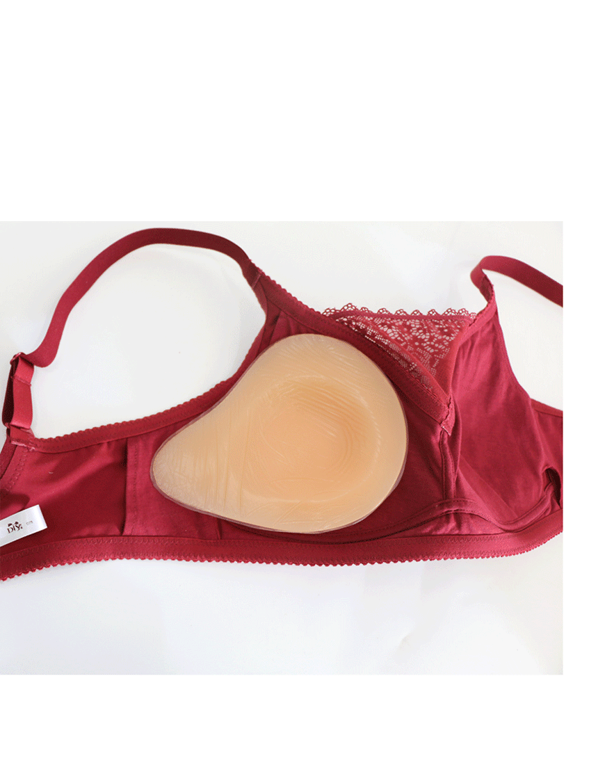 POST SURGICAL BRA WITH POCKET & TOUCH OF LACE-MAROON