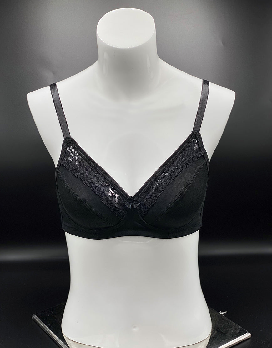 Cotton Wire free Cut N Sew Bra- Black