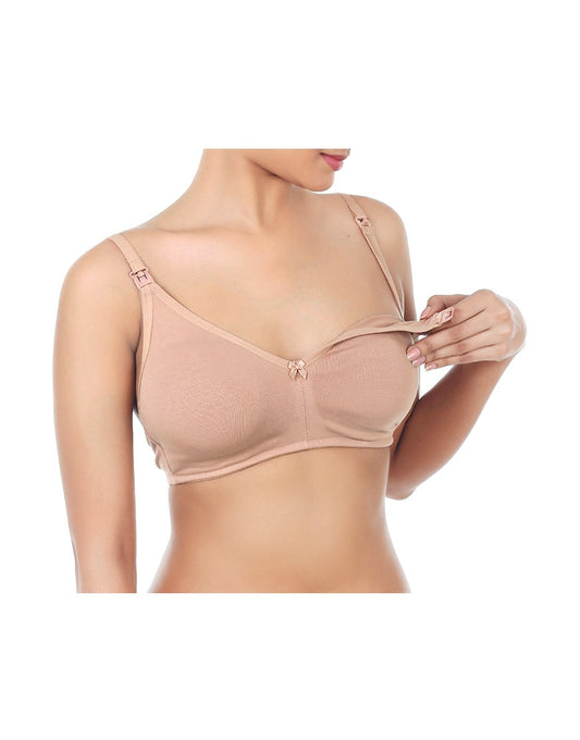 DOUBLE LAYERED WIRE-FREE NURSING BRA-ROEBUCK SKIN