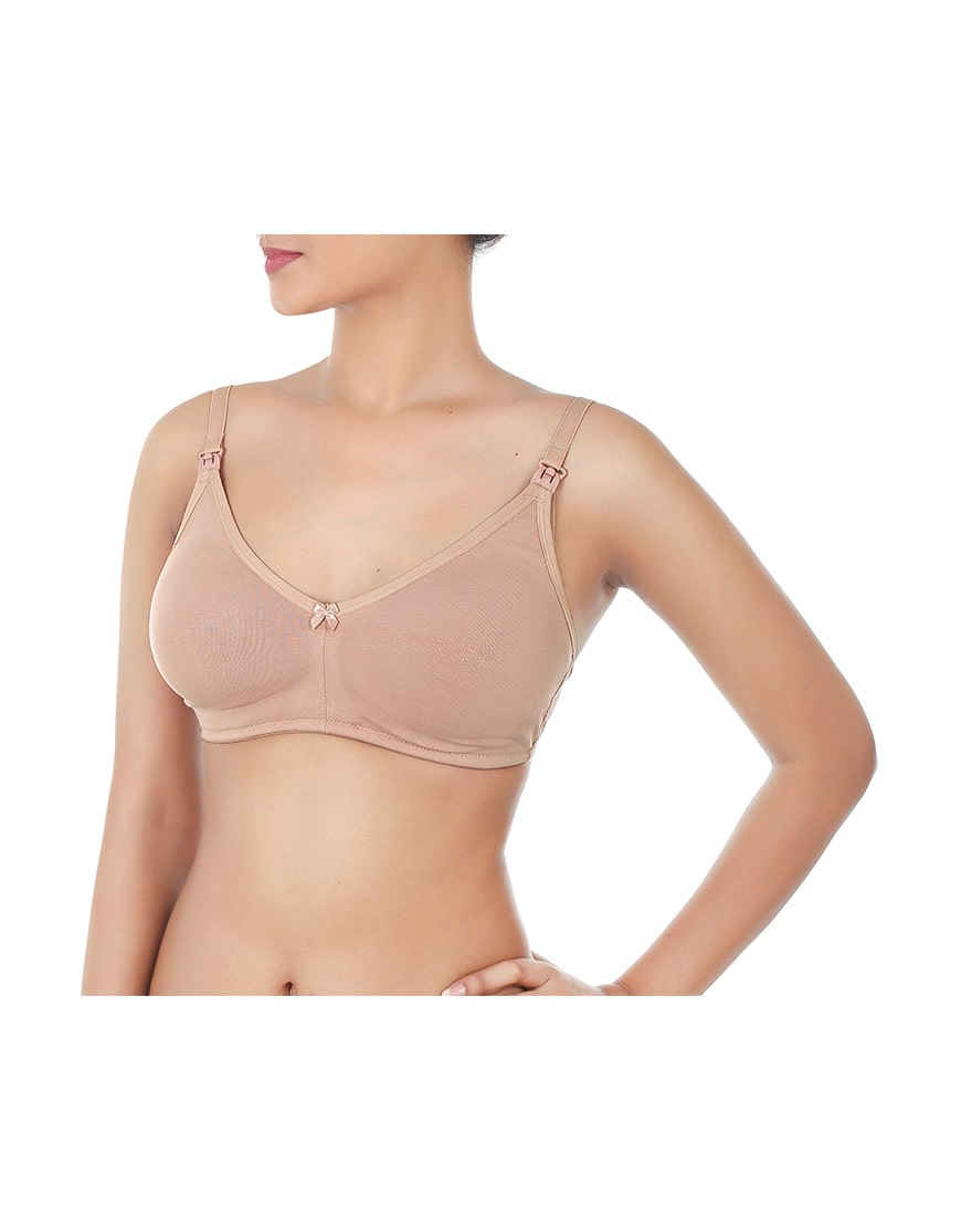 DOUBLE LAYERED WIRE-FREE NURSING BRA-ROEBUCK SKIN