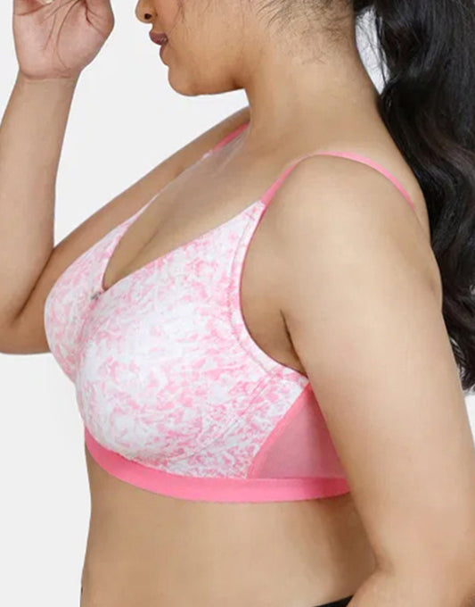 Losha True Curv Double Layered Non Wired Full Coverage Super Support Bra - Pink Print