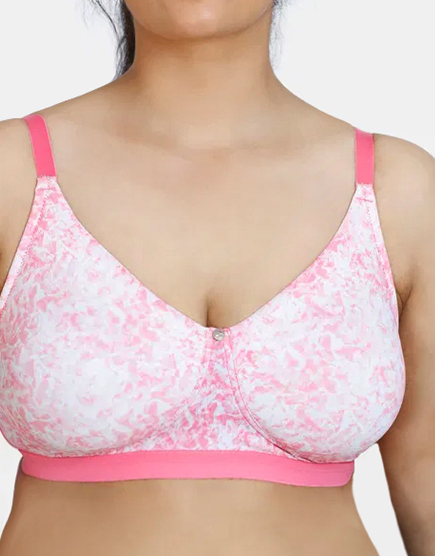 Losha True Curv Double Layered Non Wired Full Coverage Super Support Bra - Pink Print