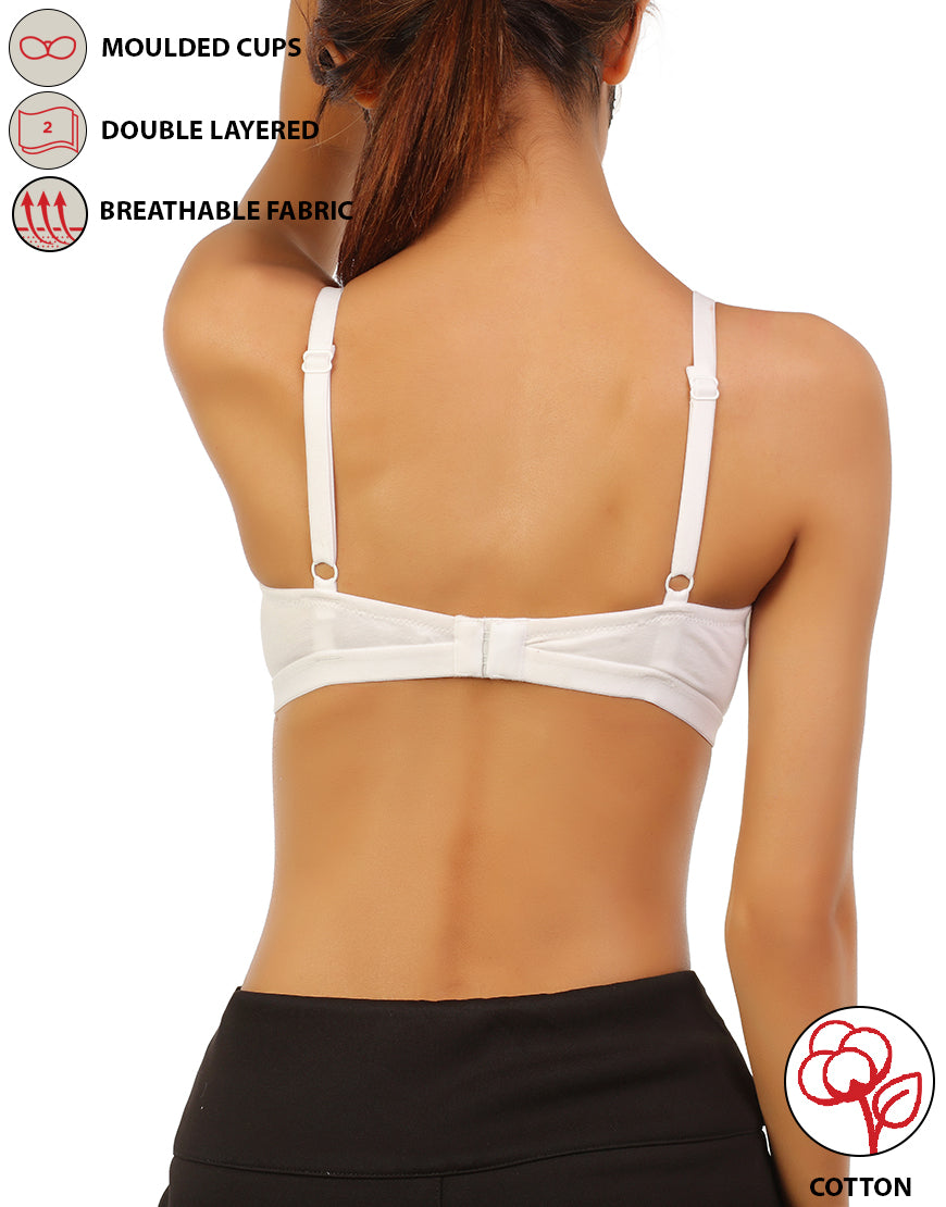 DOUBLE LAYERED WIRE-FREE BRA WITH HIGH MID PANEL -WHITE