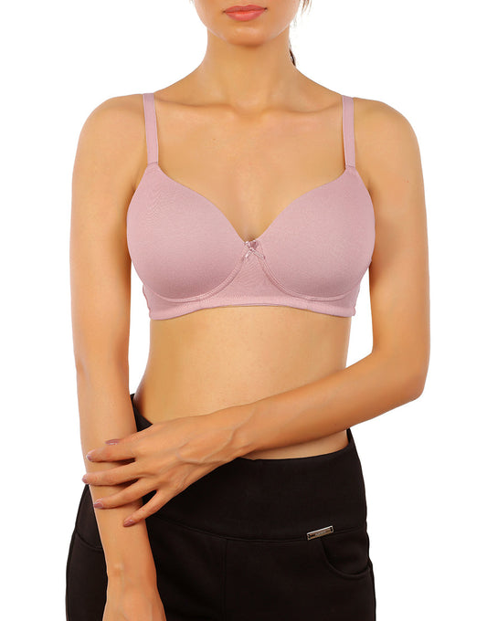 COTTON WIREFREE LIGHTLY PADDED T-SHIRT BRA-DAWN PINK