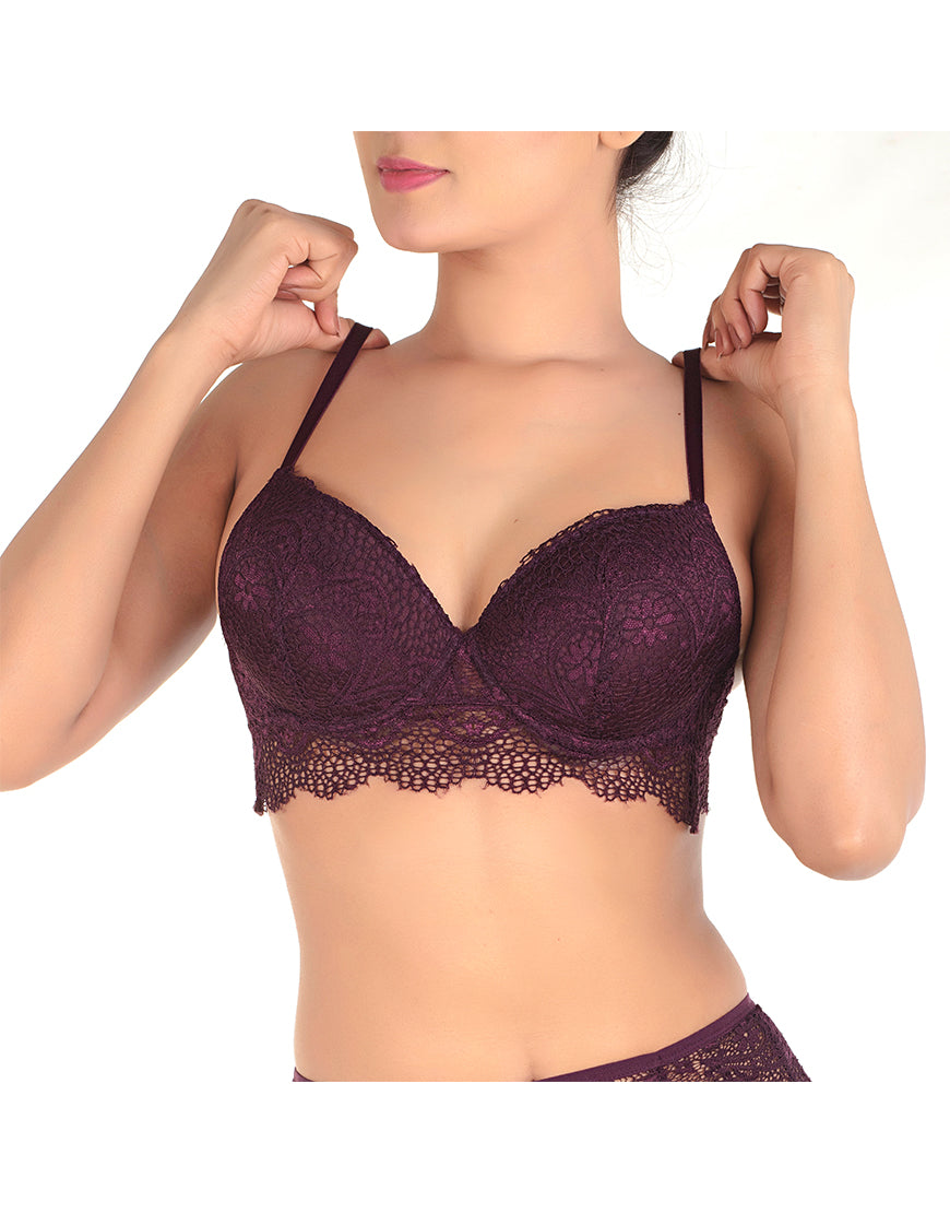 LACE PUSH UP BRA SET WITH GARTER BELT-FIG