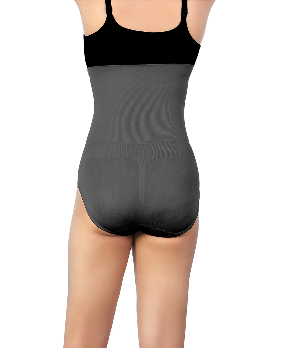 SEAMLESS HIGH-WAISTED SHAPING BRIEF-JET BLACK