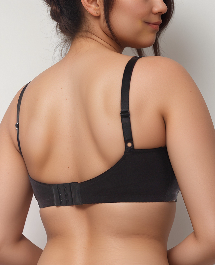 COTTON DOUBLE LAYERED SAG LIFT MINIMIZER BRA-BLACK