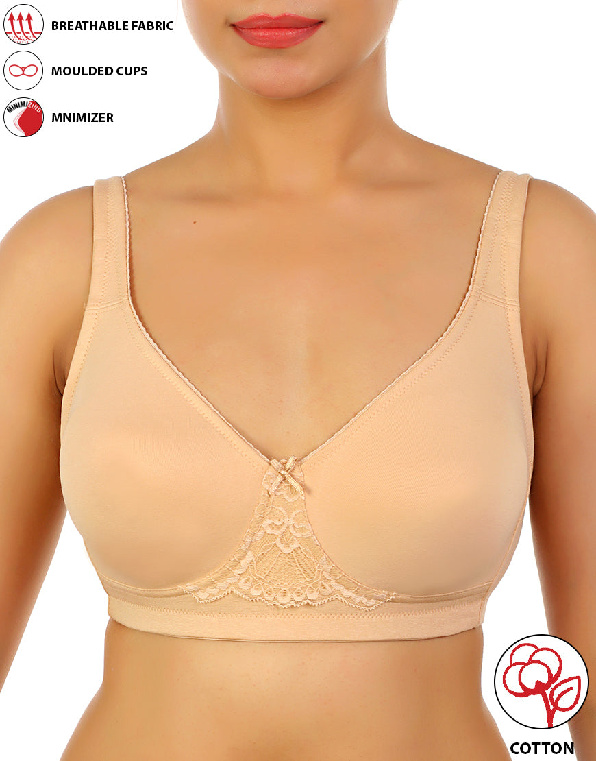 LOSHA COTTON FULL COVERAGE SINGLE LAYERED WIRE-FREE BRA -SKIN