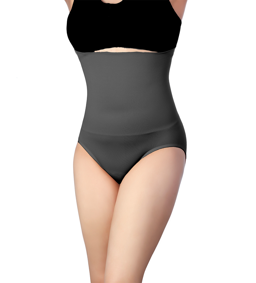 SEAMLESS HIGH-WAISTED SHAPING BRIEF-JET BLACK