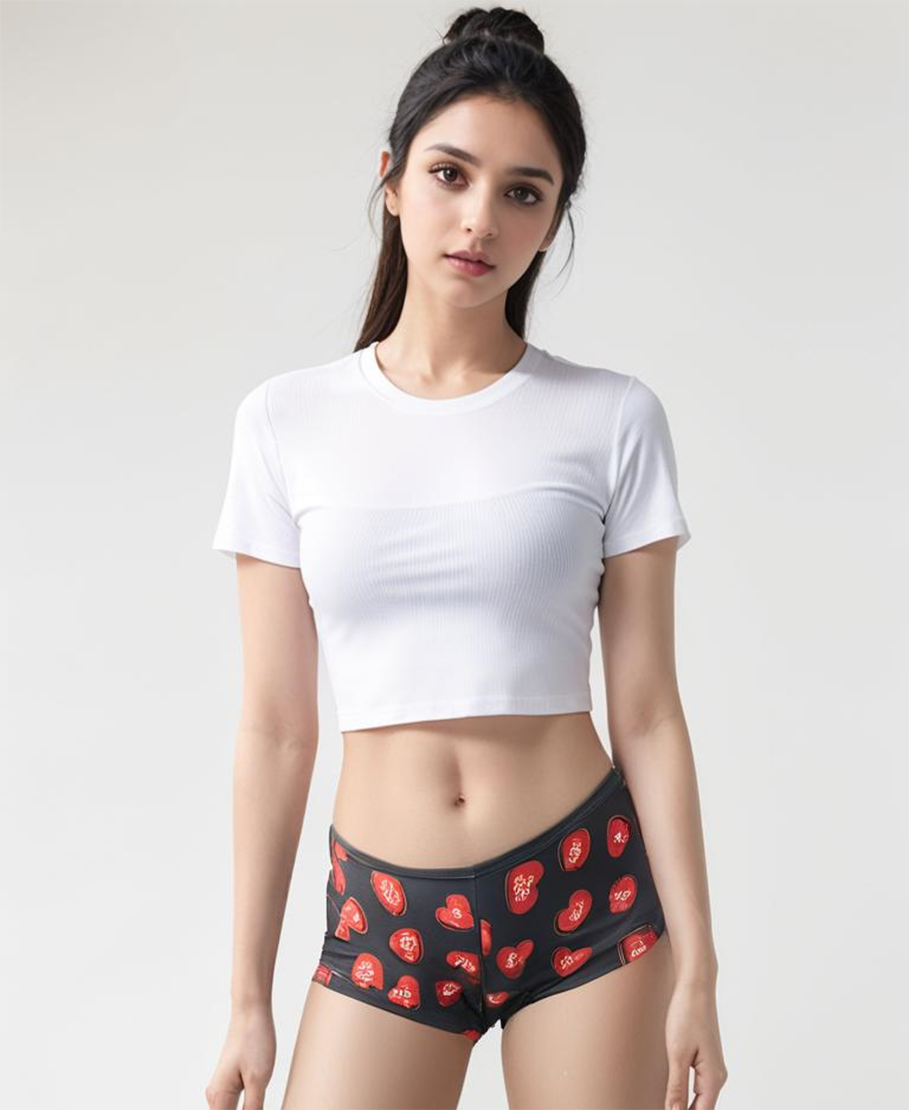 SUPER SOFT BOY SHORTS COTTON BRIEF-RED HEARTS