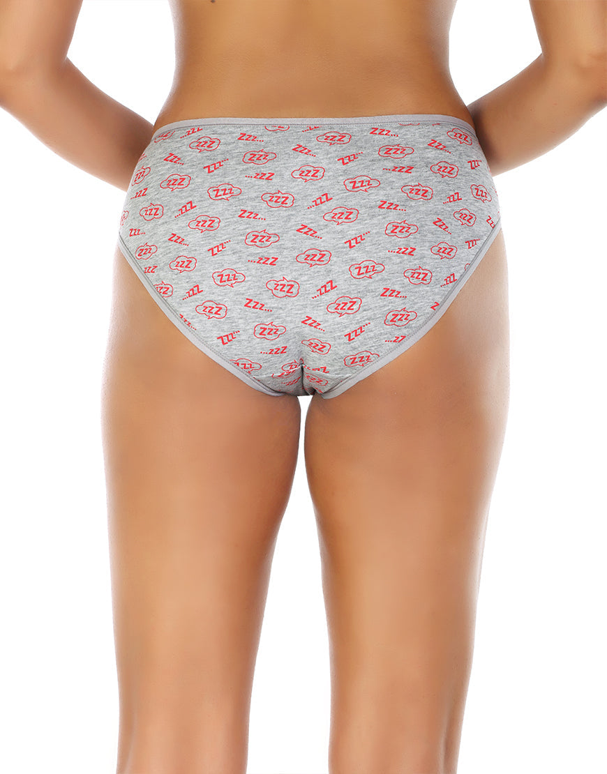 SUPER SOFT COTTON STRETCH PRINTED BIKINI BRIEF - GREY