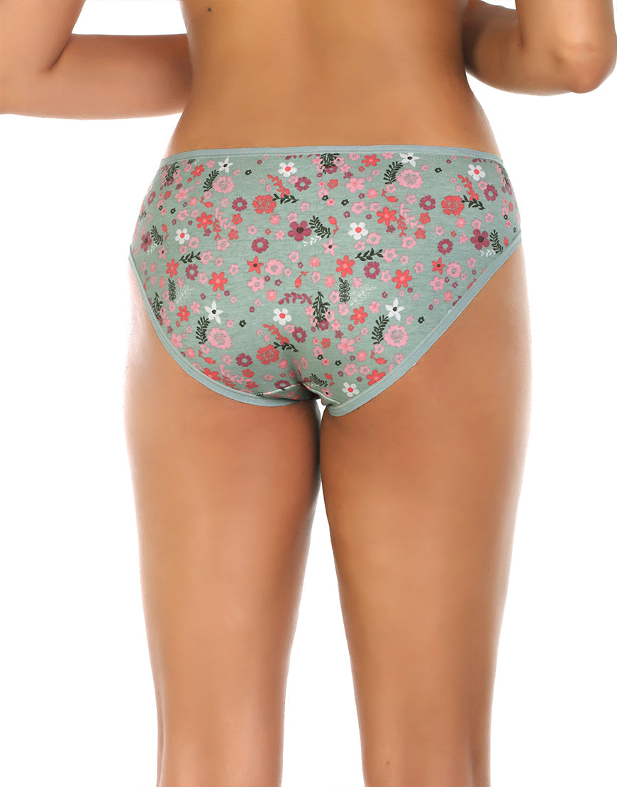 LOSHA SUPER SOFT COTTON STRETCH PRINTED BIKINI BRIEF - FLORAL