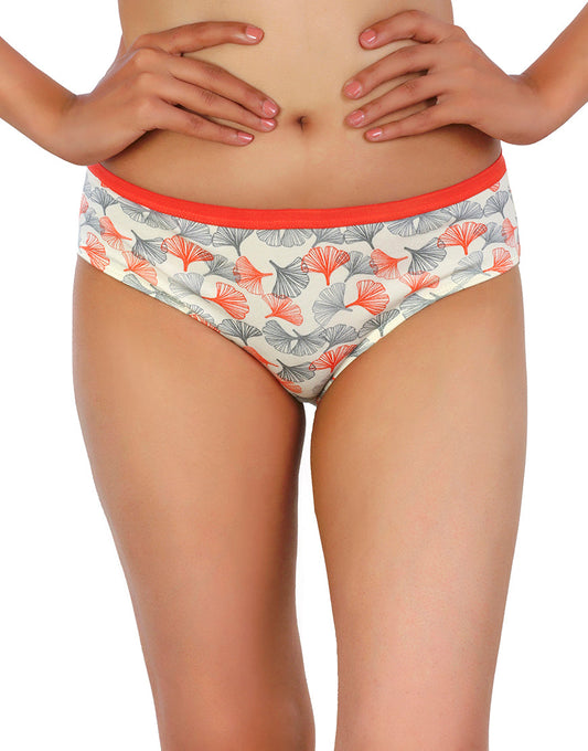 COTTON BIKNI BREIF WITH FLORAL PRINT-ORANGE