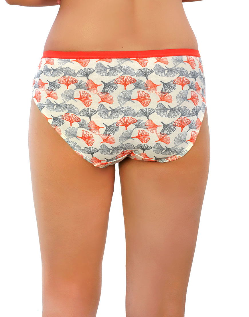 COTTON BIKNI BREIF WITH FLORAL PRINT-ORANGE