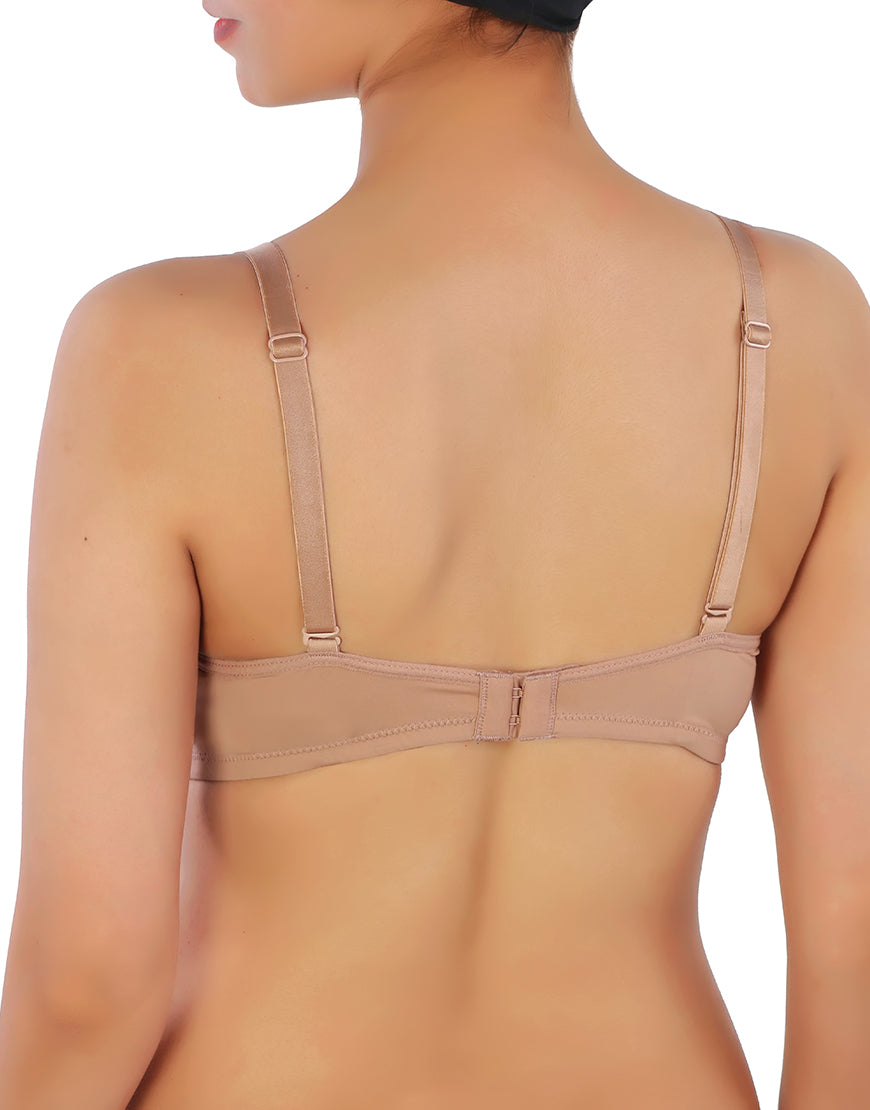 LIGHTLY PADDED SUPPER SUPPORT WIRED CAMI STYLE T-SHIRT BRA -SKIN