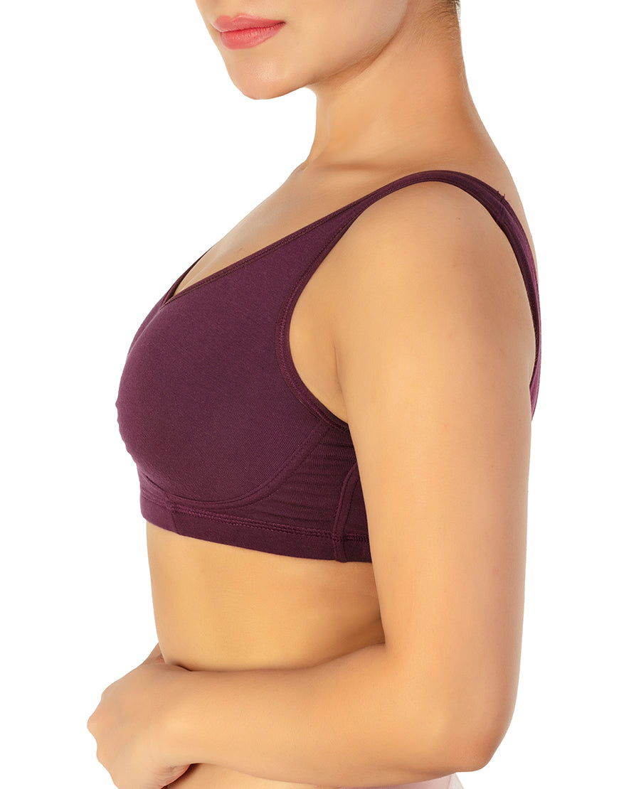 DOUBLE LAYERED MODAL STAY AT HOME / MATERNITY / SLEEP BRA-GRAPE WINE