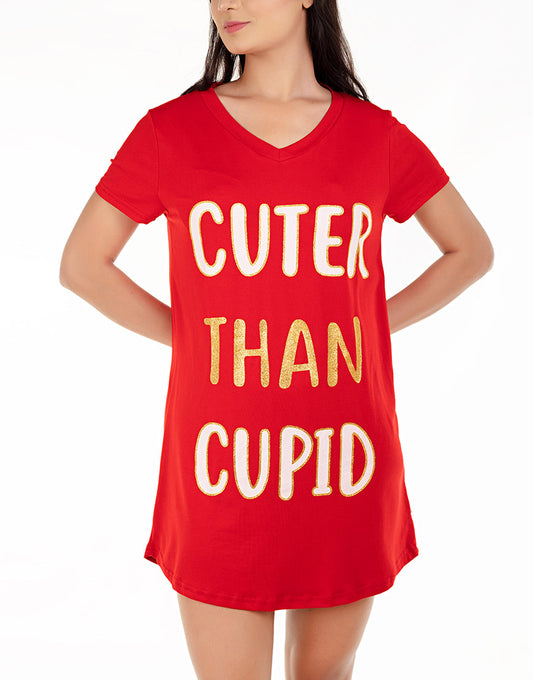 CUTER THAN CUPID SLEEP SHIRT-RED