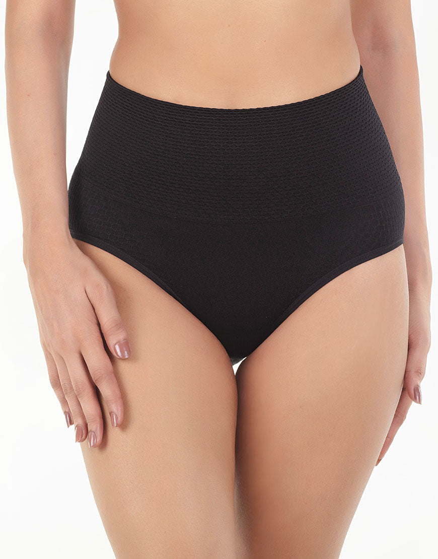 TAHARI PACK OF 3 TEXTURED SEAMLESS HIGH-WAISTED SHAPING BRIEF-TUSCANY