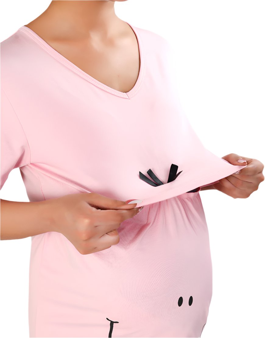 Losha Made For Moms feeding night shirt-PINK