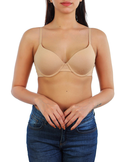 LOSHA WIRED LEVEL 2 PUSH-UP BRA WITH POWER MESH WINGS -SKIN