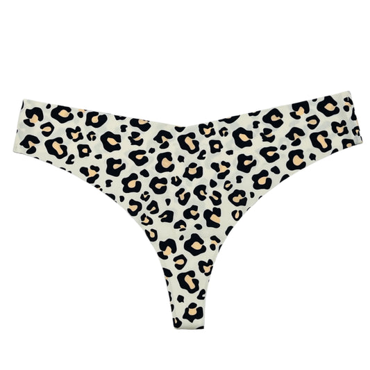 Laser Cut Thong Panty Cheeta Print-CARAMEL