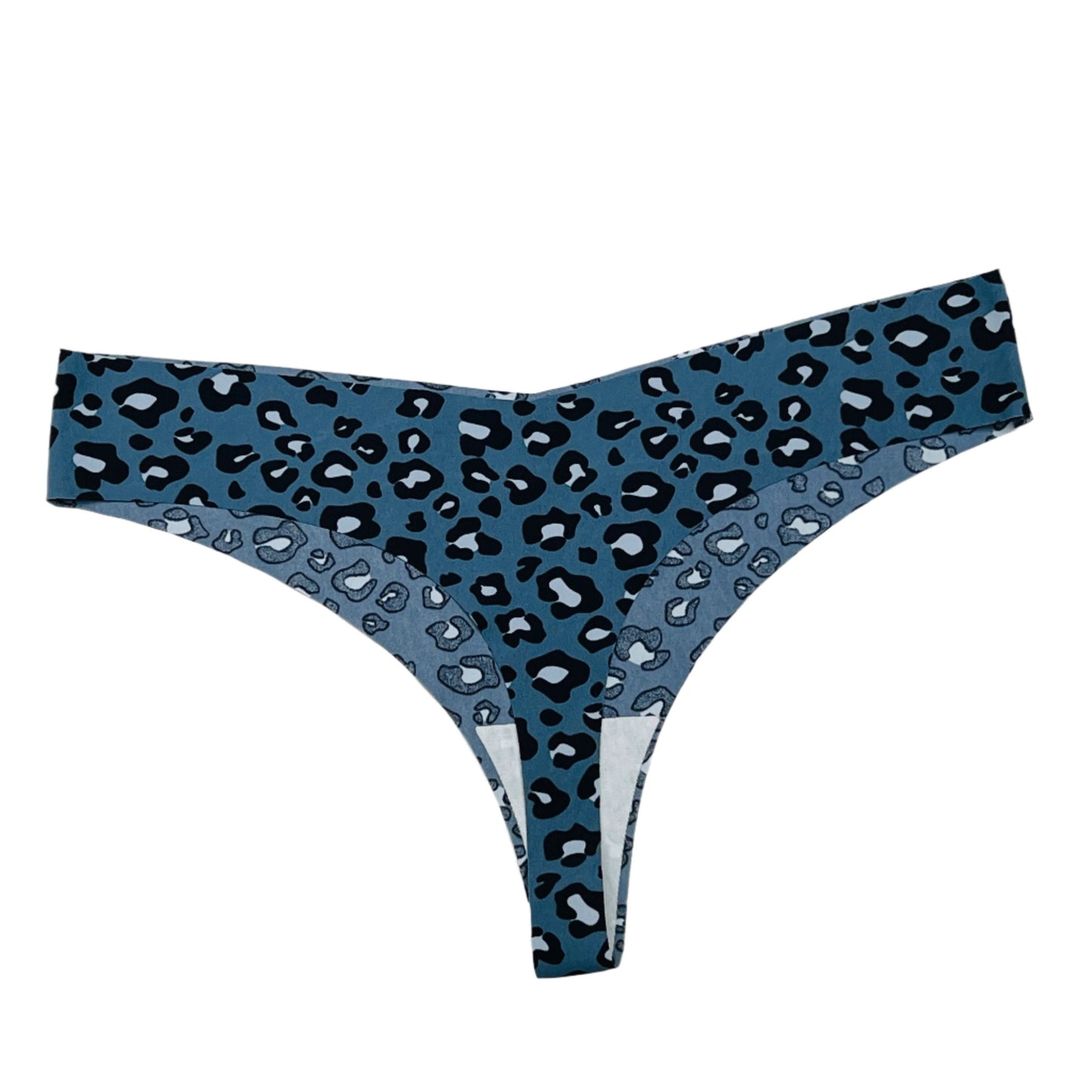 Laser Cut Thong Panty Cheeta Print-Blue