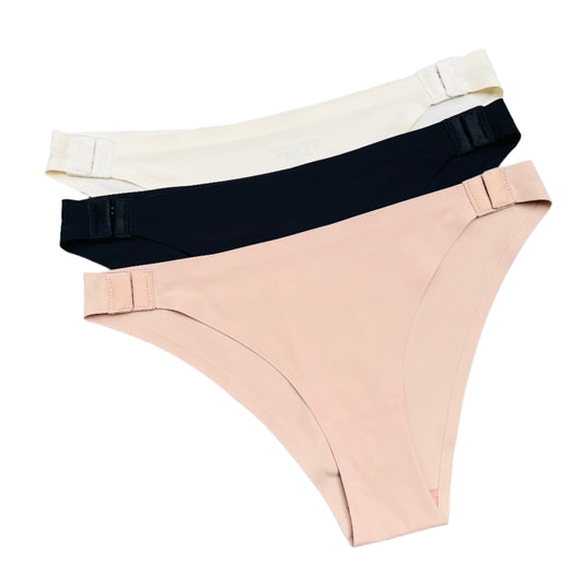 Pack of 3 Low waist Laser Cut Panties with Side hooks - Solid