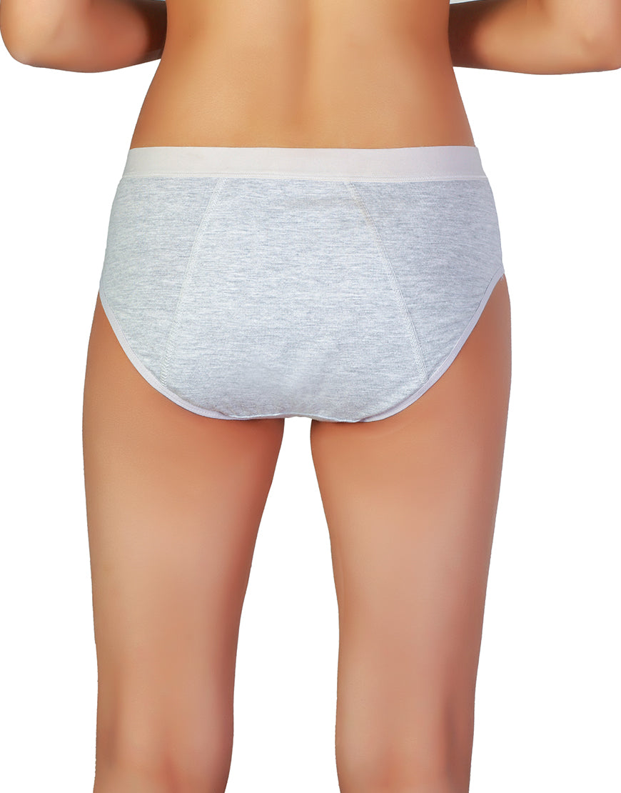 SUPER SOFT COTTON  MID WAIST PERIOD PANTY-LIGHT GREY