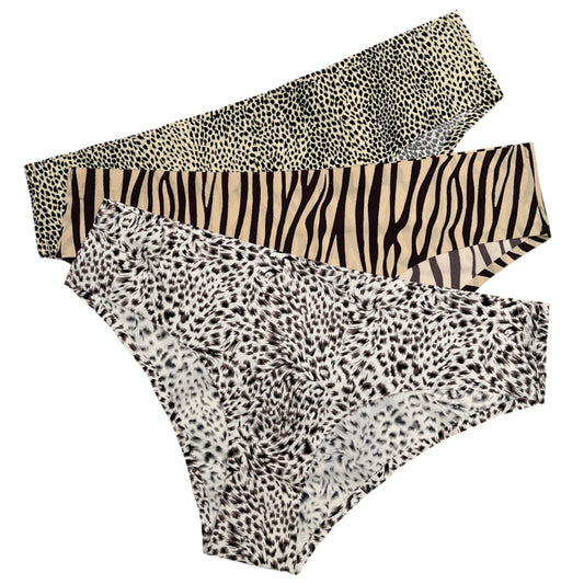 Pack of 3 Laser Cut  Panties -Animal Print