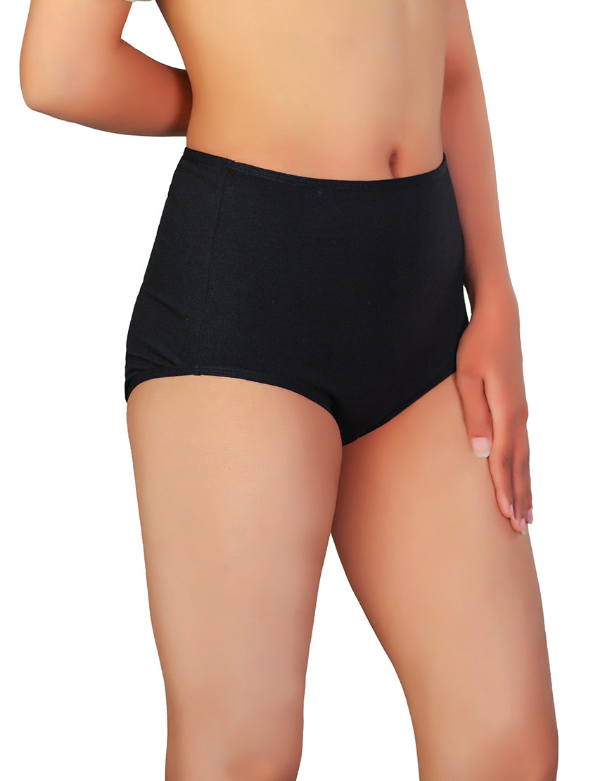 SUPPER SOFT HIGH WAISTED COTTON PANTY-BLACK