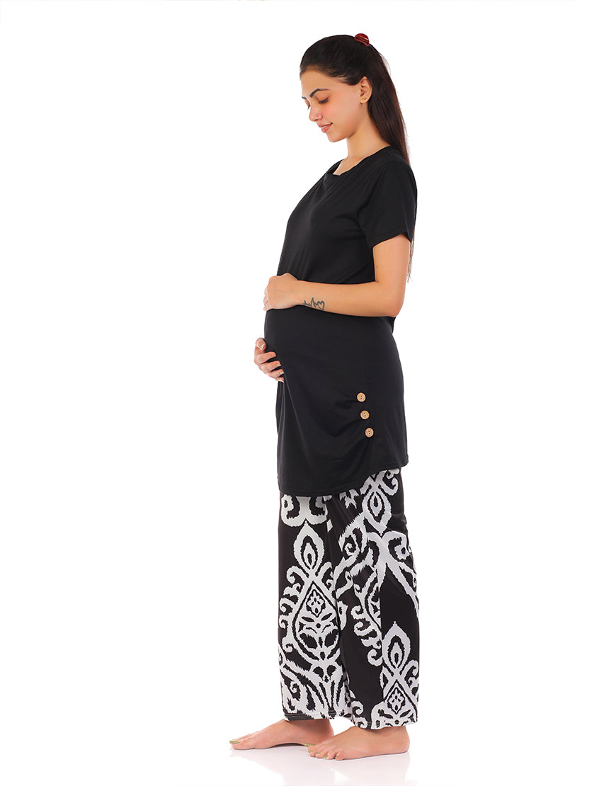 MOMMY SHORT SLEEVE COTTON MATERNITY T-SHIRT-BLACK