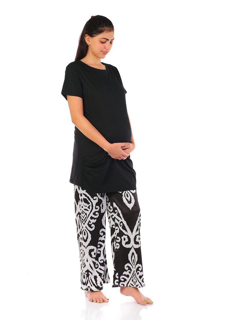 MOMMY SHORT SLEEVE COTTON MATERNITY T-SHIRT-BLACK