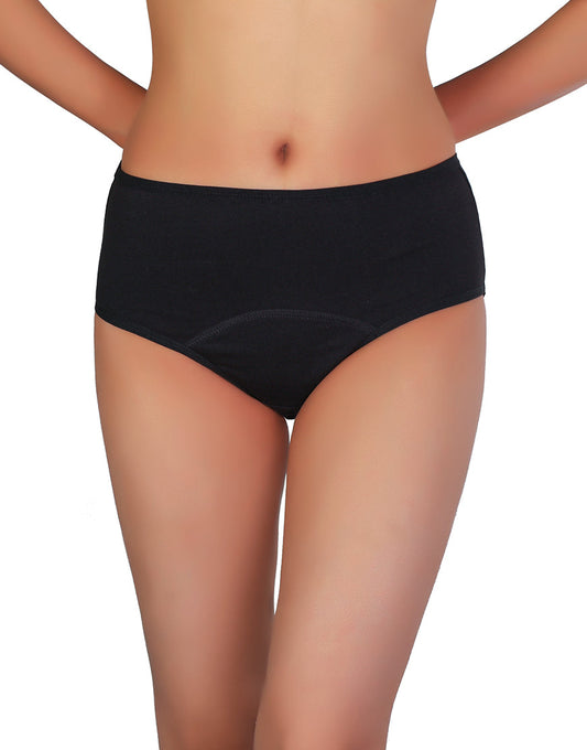 SUPER  SOFT COTTON HIGH WAIST PERIOD PANTY-BLACK