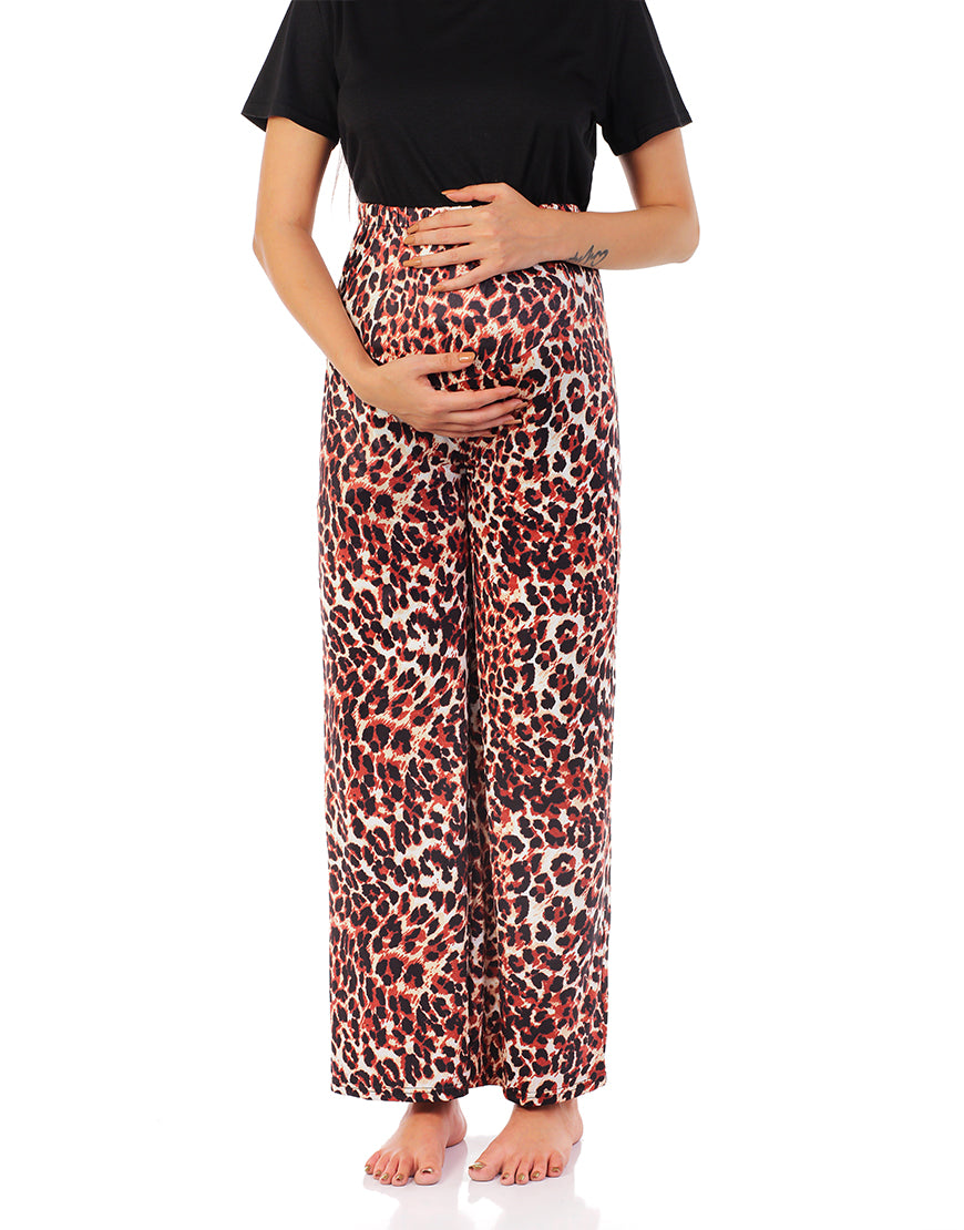 MOMMY MATERNITY STRAIGHT LEG PANTS- LEOPARD