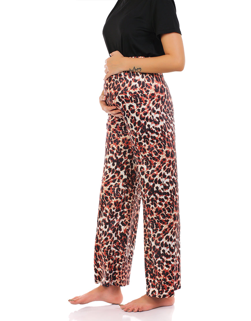 MOMMY MATERNITY STRAIGHT LEG PANTS- LEOPARD